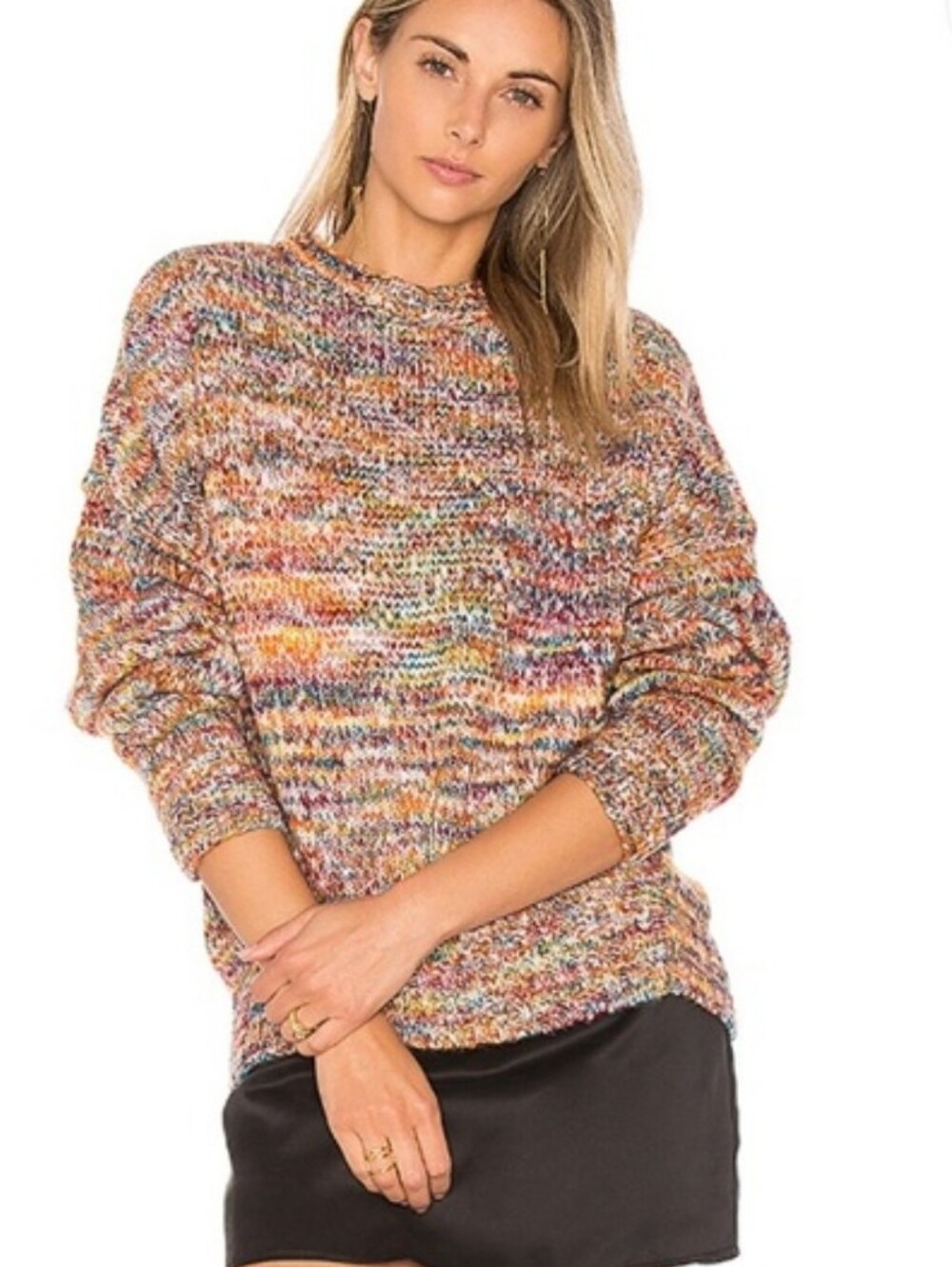 Tularosa Multicolor Space Dye Chunky Knit Crewneck Sweater - Size Medium